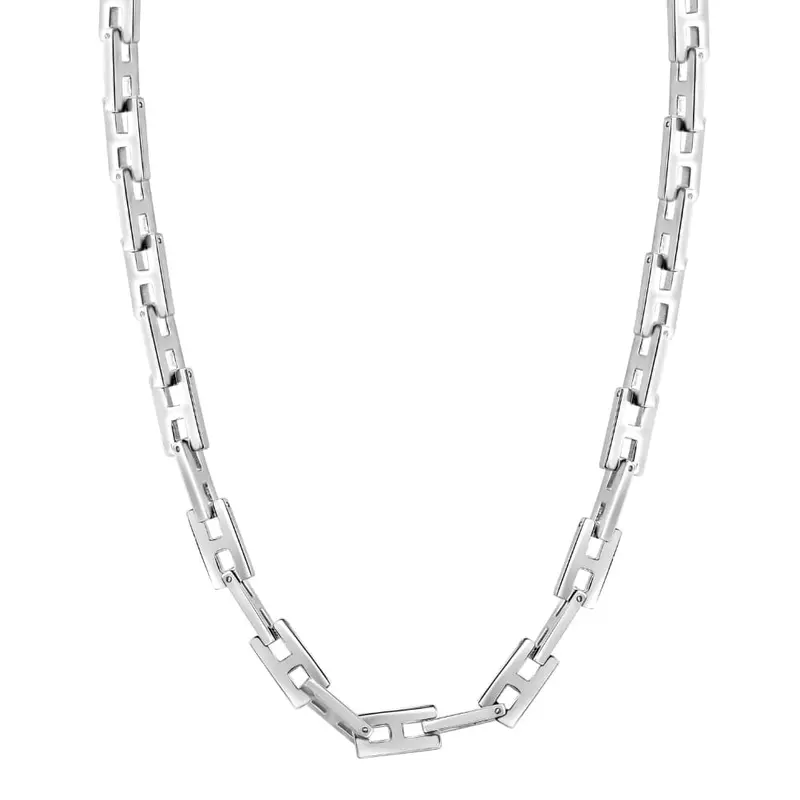 Men's Polished Steel Single Tone Clasp 8Mm Flexible H Link  22" Chain 1