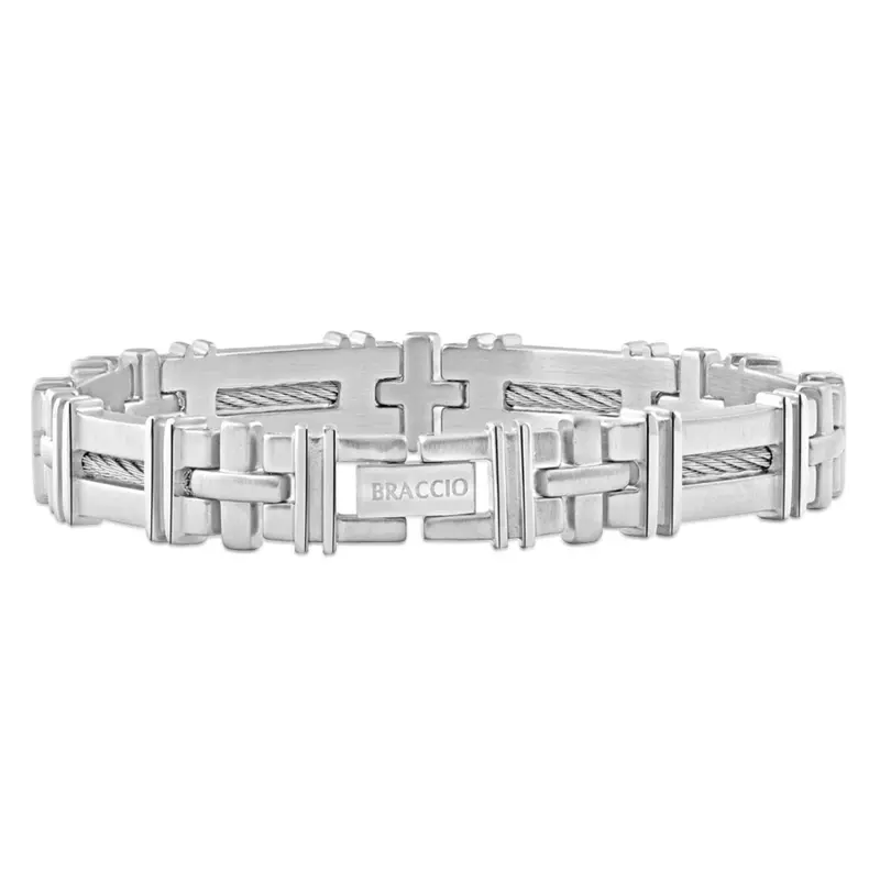 Men's Polished Steel Wired 9Mm Flexible Link 8 " Bracelet 1