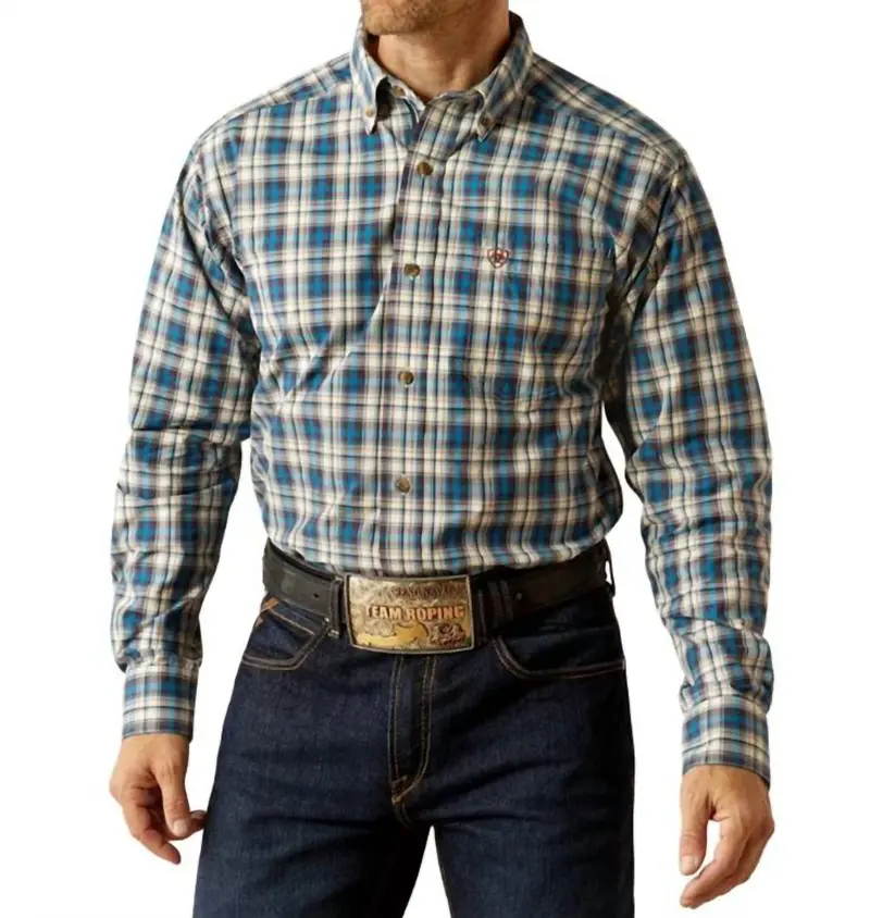 Men's Pro Series Parrin Plaid Classic Shirt In Teal 1