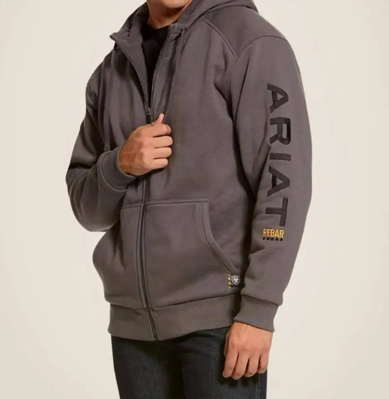 Men's Rebar All Weather Team Full Zip Hoodie In Grey/Black 1