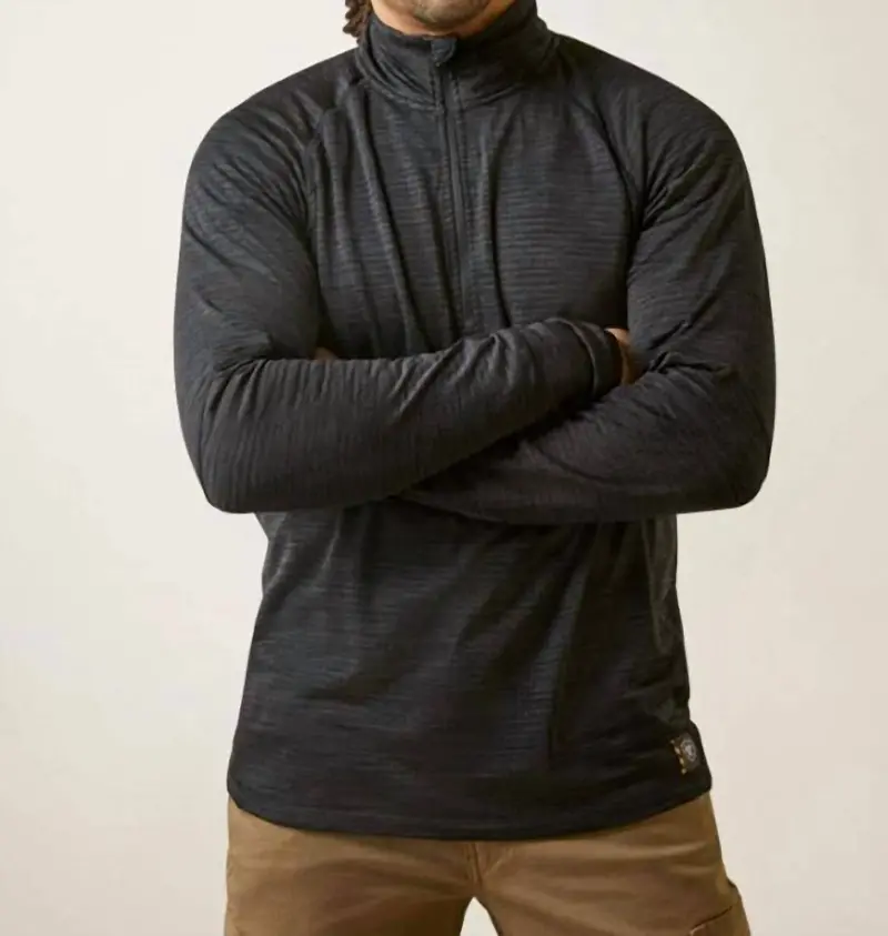 Men's Rebar Gridwork Zip Baselayer Shirt In Black 1