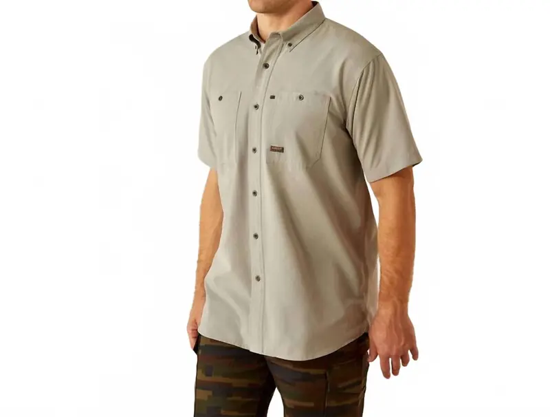 Men's Rebar Made Tough 360 Airflow Short Sleeve Work Shirt In Wild Dove 1