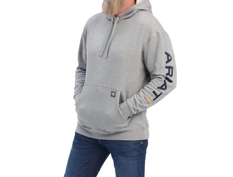 Men's Rebar Sleeve Logo Hoodie In Heather Grey 1