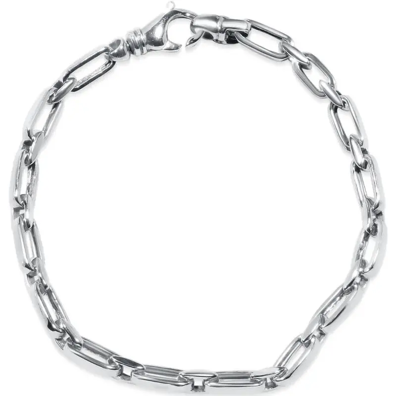 Men's Round & Square Link 14K Gold (16Gram) Or Platinum (26Gram) 5Mm Bracelet 8.5" 1