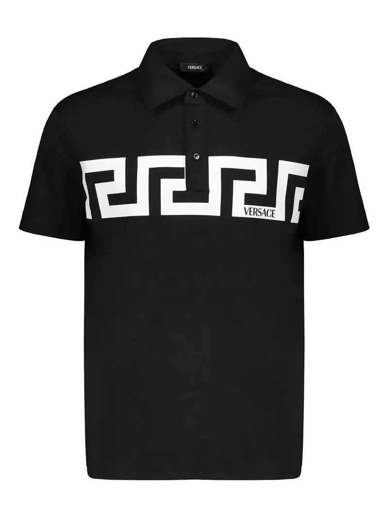 Men's Short Sleeve Cotton Polo Shirt In Black 1