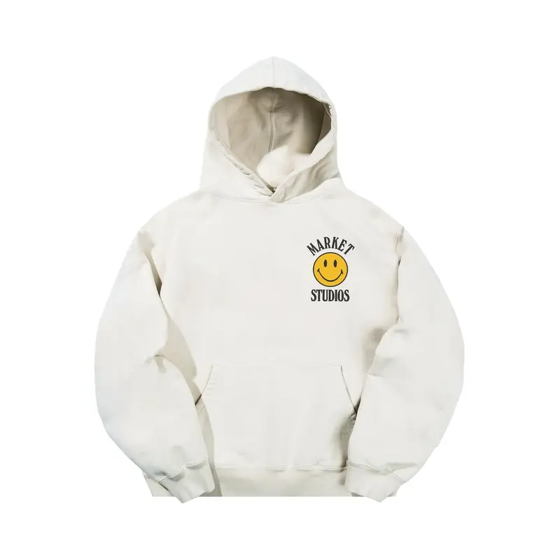Men's Smiley Upside Down Lockup Hoodie In White 1