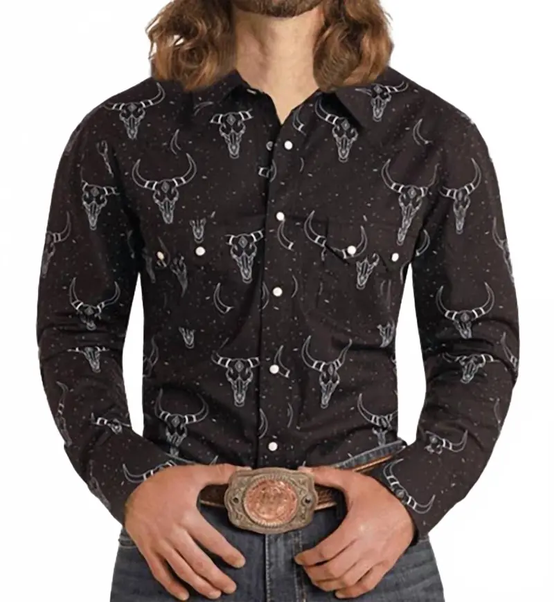 Men's Snap Shirt In Black 1