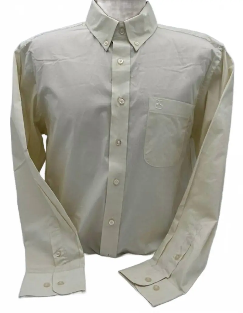 Men's Solid Button Down Shirt In Eggshell 1