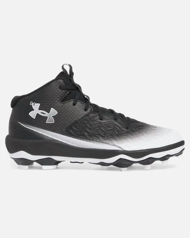 Men's Spotlight Mid Football Cleats In Black / White 1