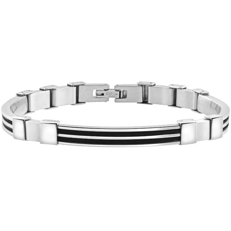 Men's Steel Polished And Black Two Tone 6Mm Link 8.5 " Bracelet 1