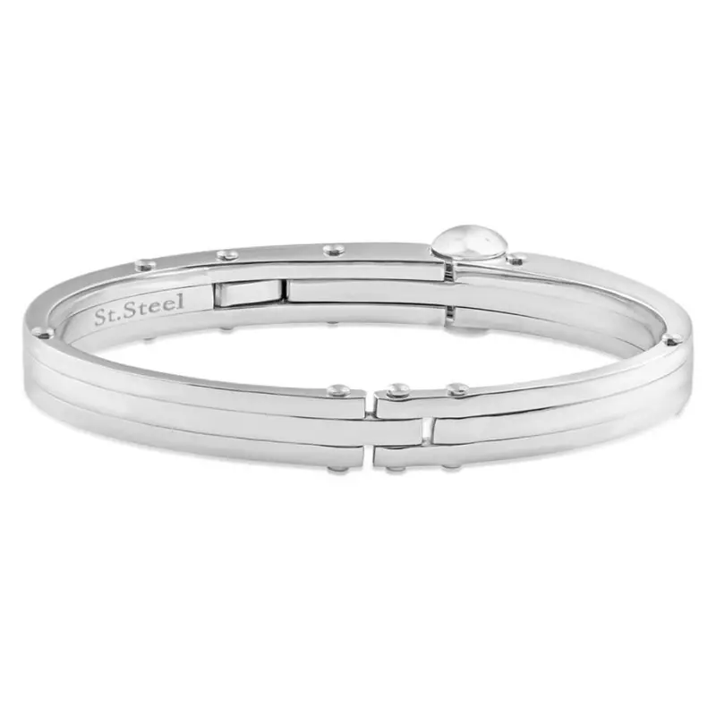 Men's Steel Polished Latched 8" 10Mm Cuffed Bracelet 1