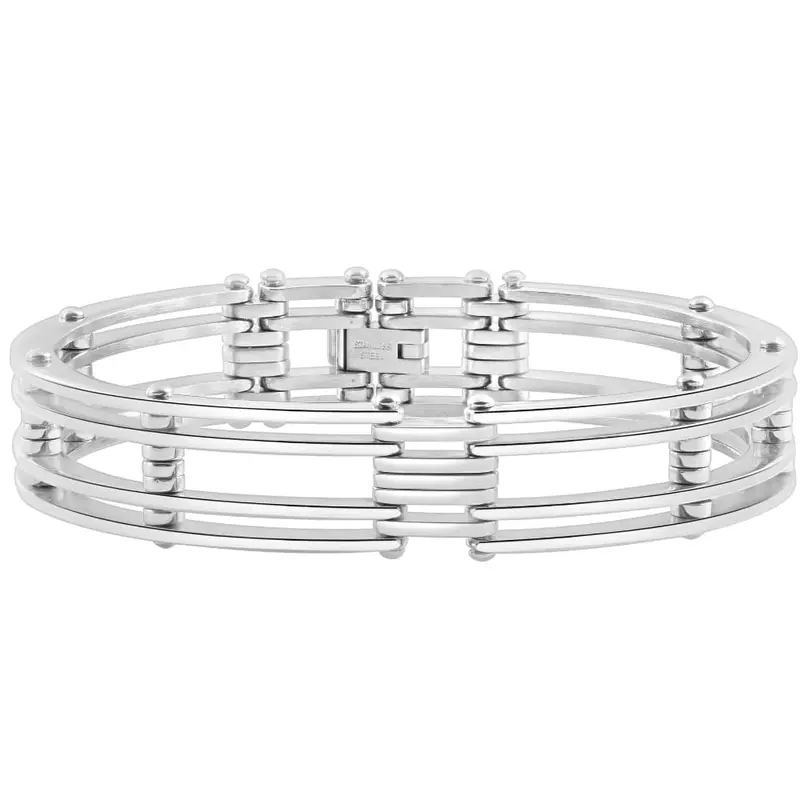 Men's Steel Single Tone 13.5Mm Link Flexible Clasp  8.5 " Bracelet 1