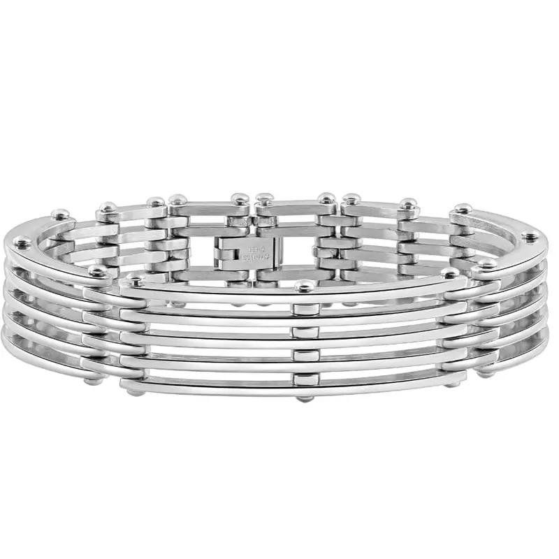 Men's Steel Single Tone 13.5Mm Link Flexible Clasp  8.5 " Bracelet 1
