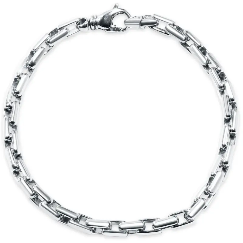 Men's Steel Single Tone Clasp 7.5Mm Tight Link  8.5 " Bracelet 1