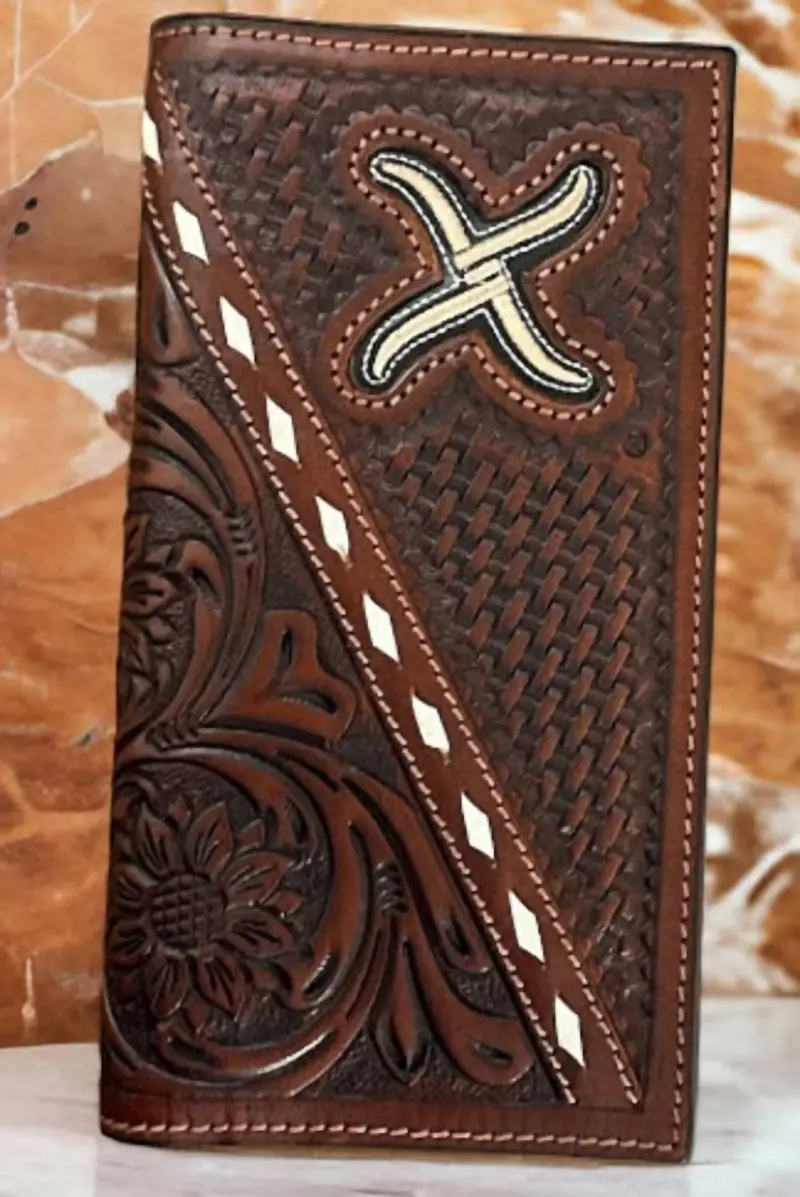 Men's Tooled Leather Rodeo Wallet In Brown 1