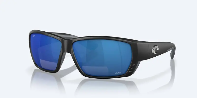 Men's Tuna Alley Readers Rectangular Polarized Sunglasses In Matte Black/Blue Mirror 1