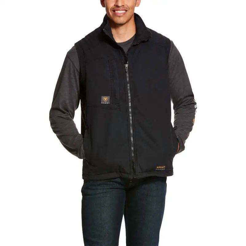 Men's Washed Duracanvas Insulated Winter Vest In Black 1
