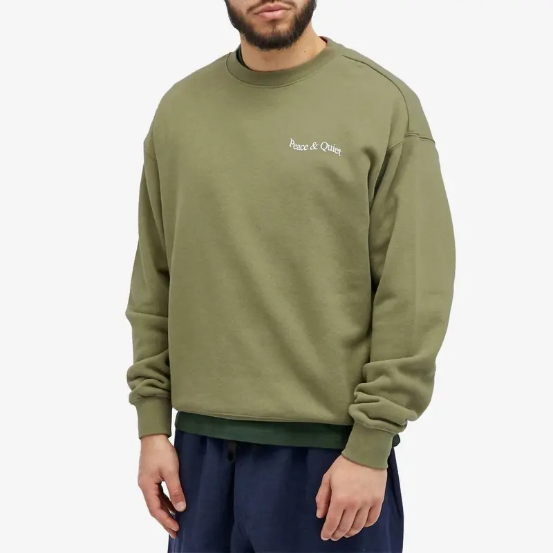 Men's Wordmark Crewneck Sweatshirt In Olive 1