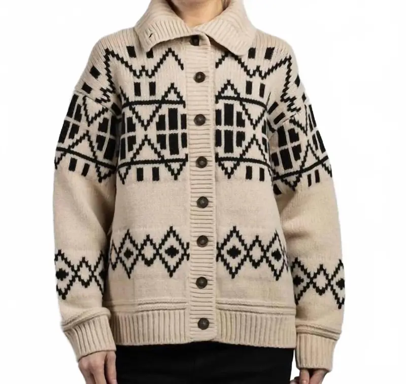 Merino Fair Isle Jacket In Ivory Combo 1