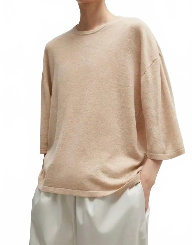 Merino Wool T Shirt In Beige 1