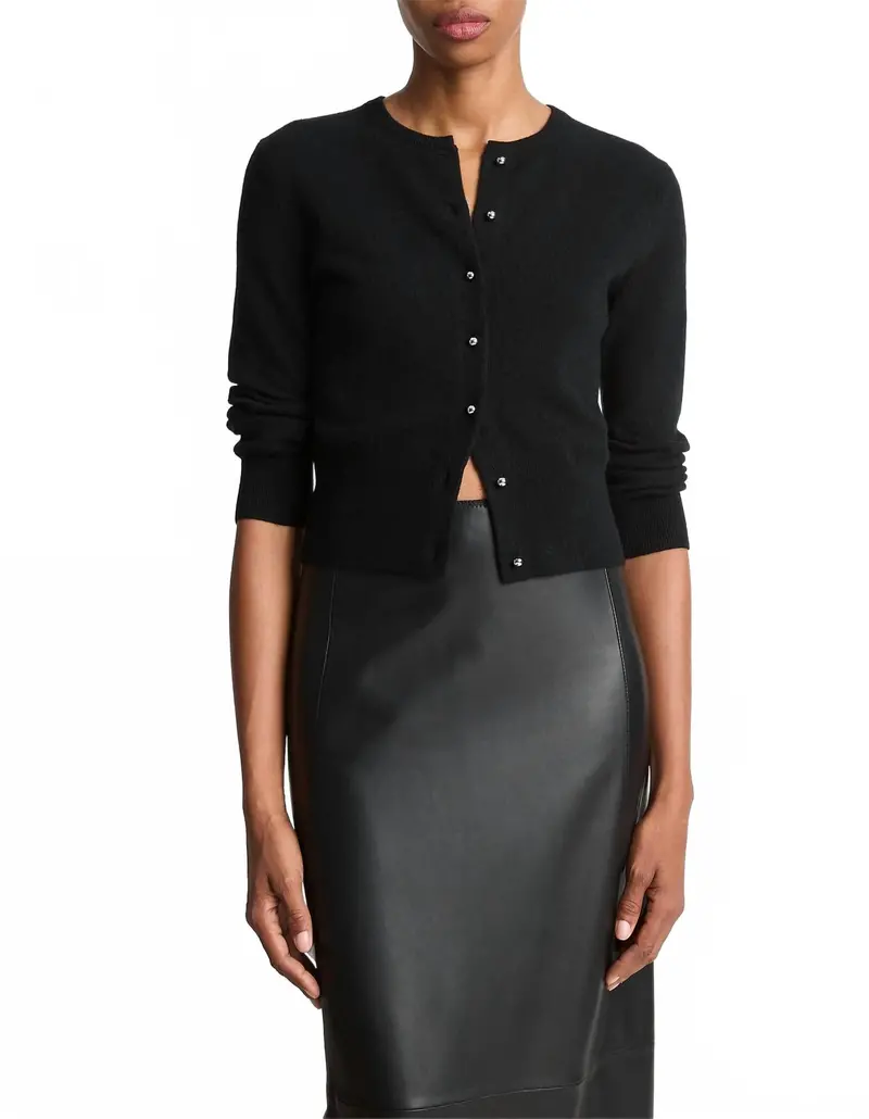 Metal Button Cardigan In Black 1