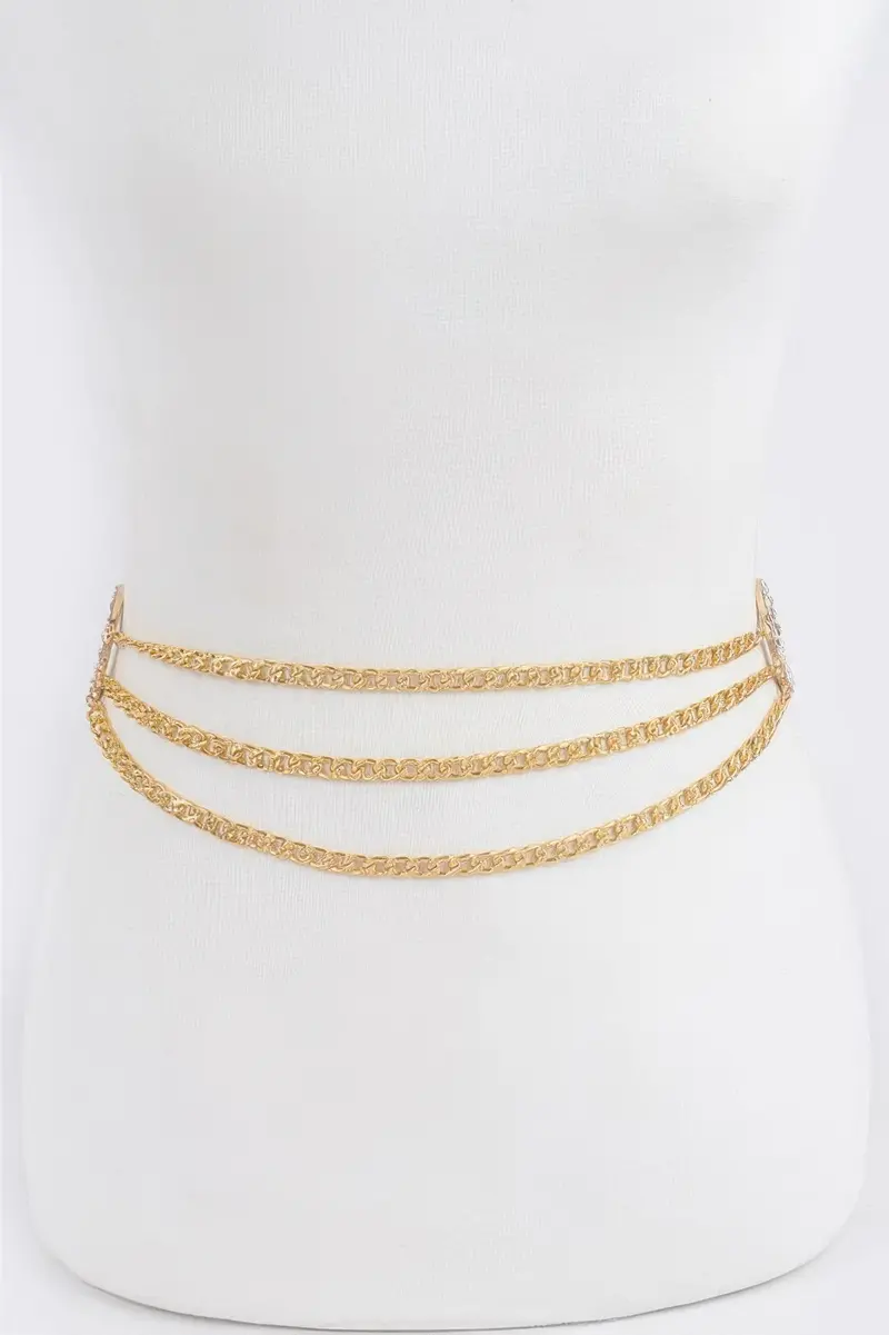 Metal Chain Waist Belt With Decorative Stone Ring 1