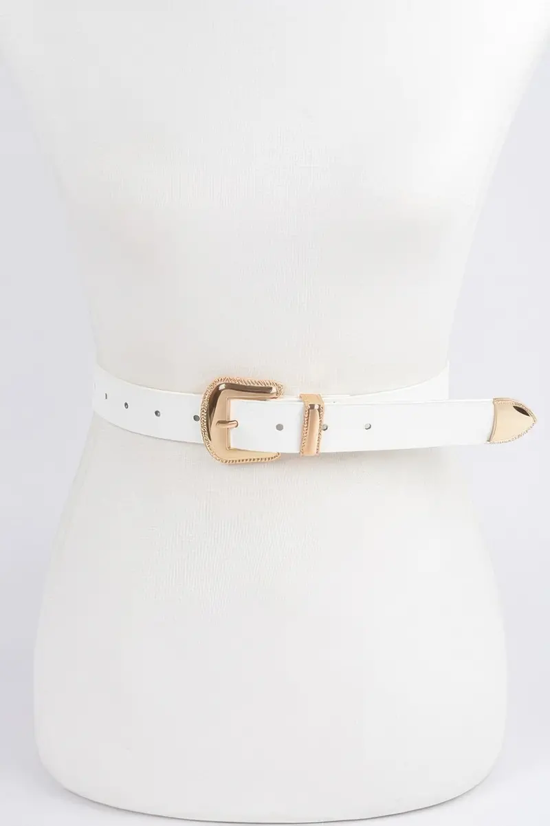 Metal Faux Leather Belt 1