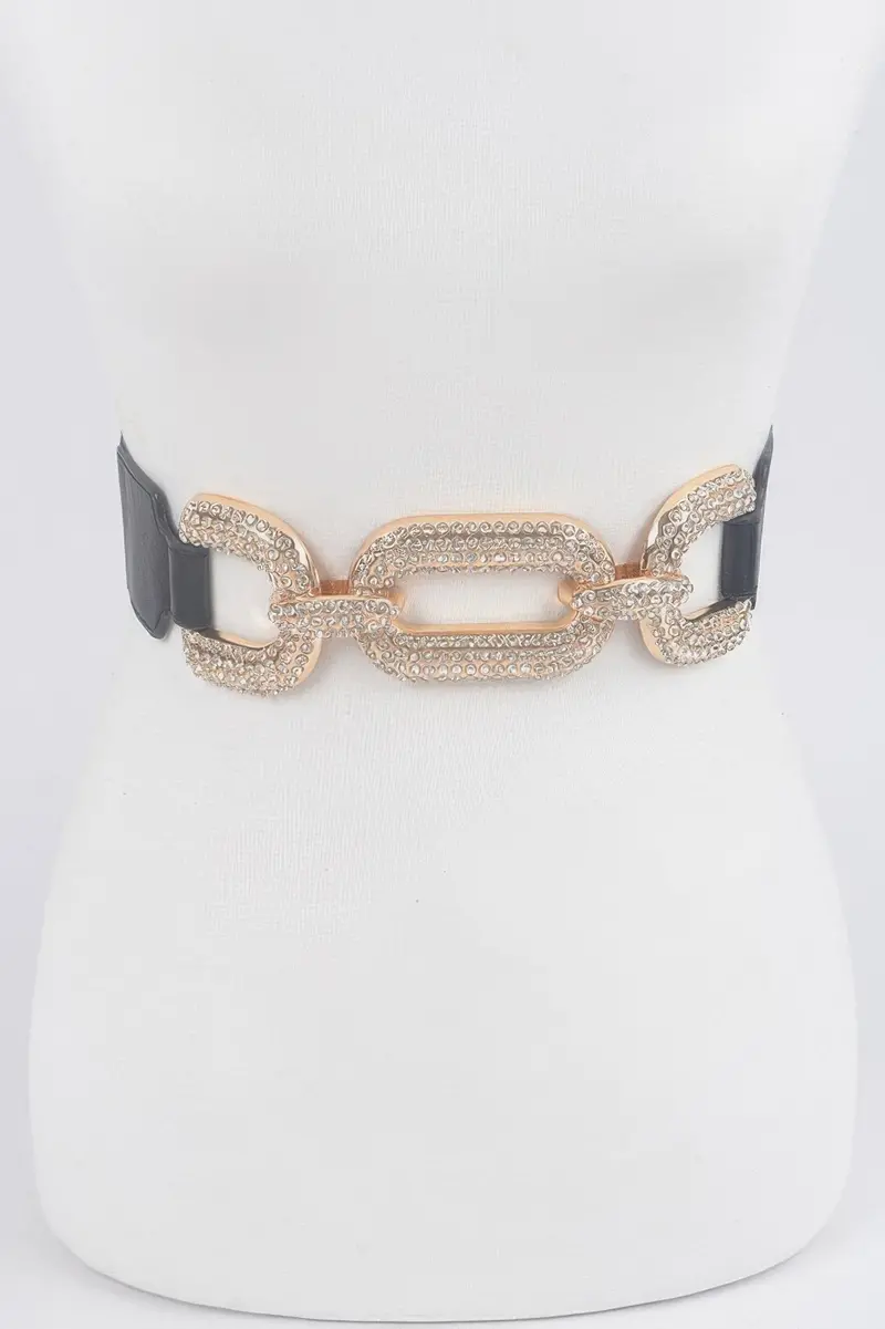 Metal W/Rhinestone Elastic Waist Belt 1
