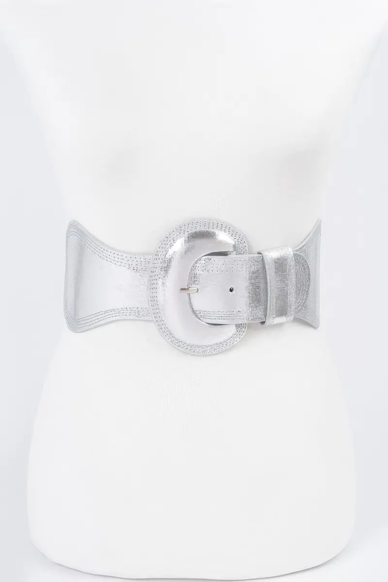 Metallic Faux Leather Metallic Elastic Belt 1