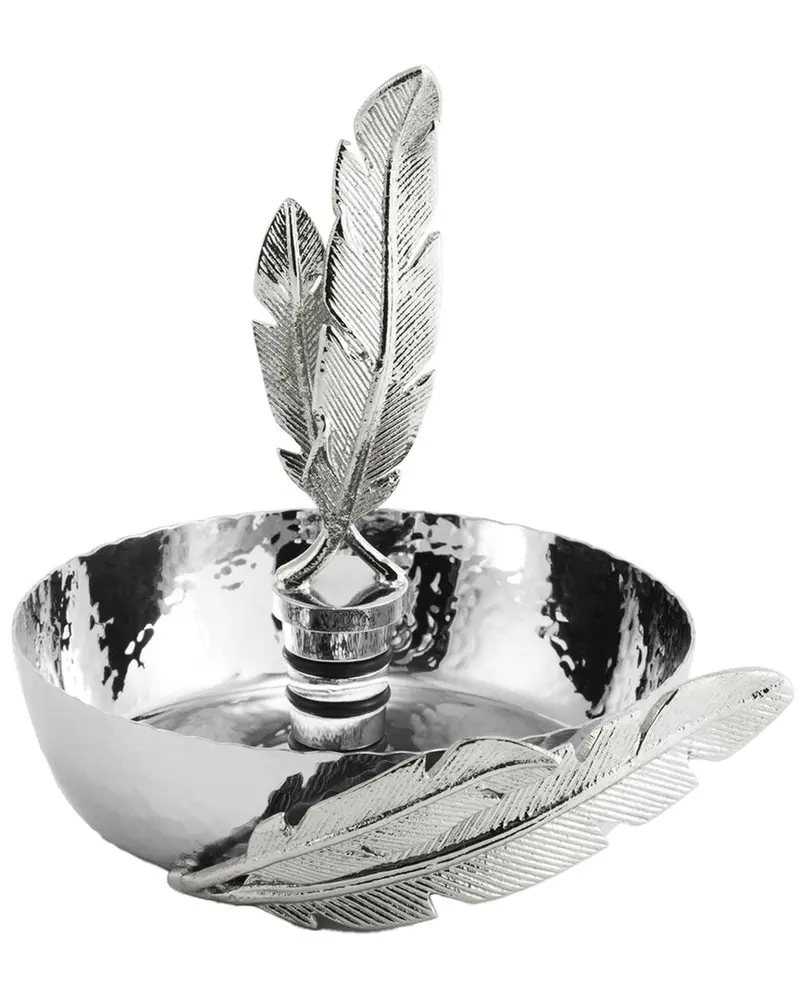 Michael Aram Feather Wine Coaster And Stopper Set 1