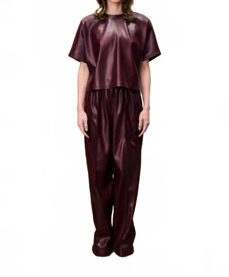 Michaux Faux Leather Pants In Bordeaux 1