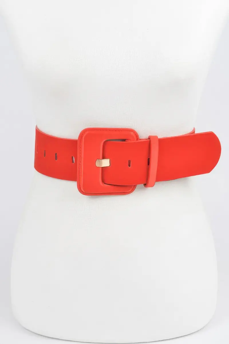 Micro Suede Wide Buckle Belt 1