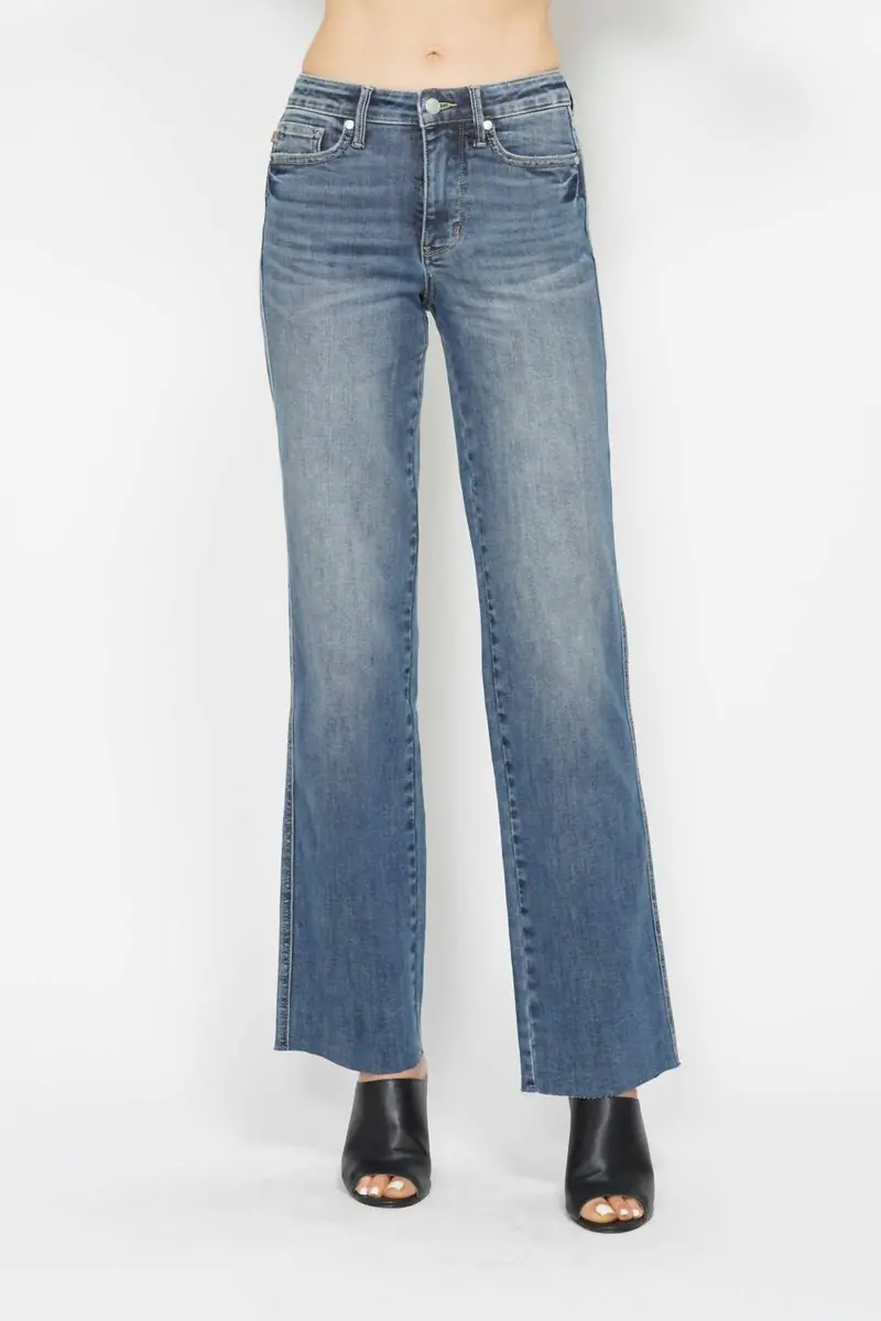Mid Rise Tummy Control Vintage Straight Leg Jeans In Blue 1