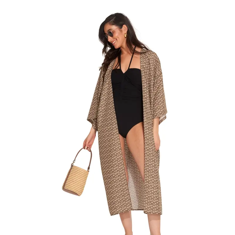 Mika Short Sleeves Swim Cover Up Kimono 1