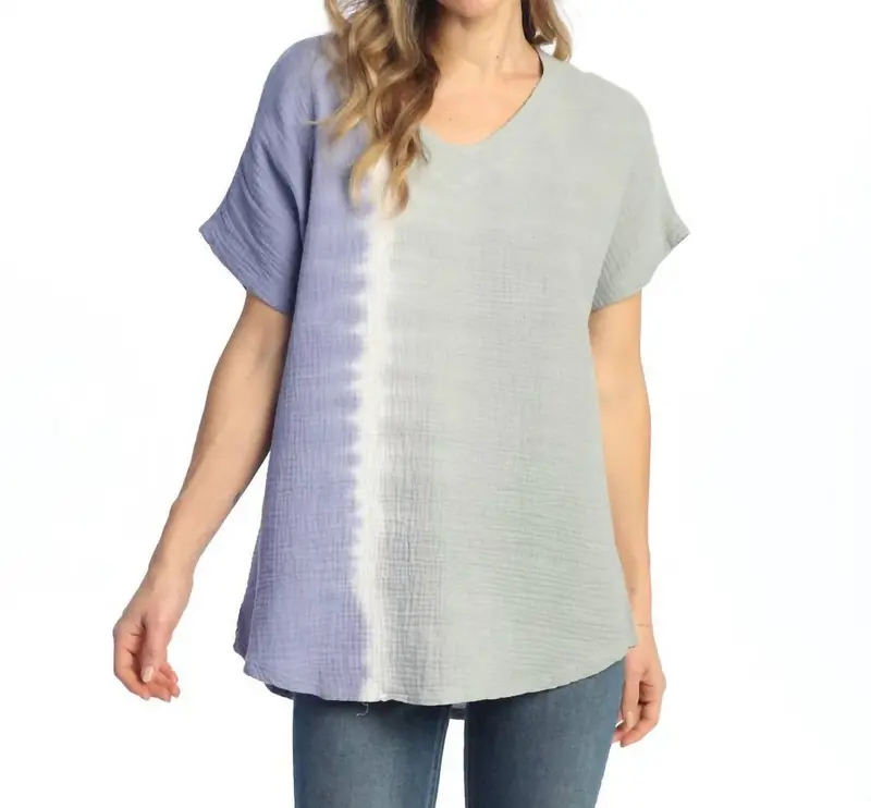 Mineral Washed Double Gauze Top In Block 1
