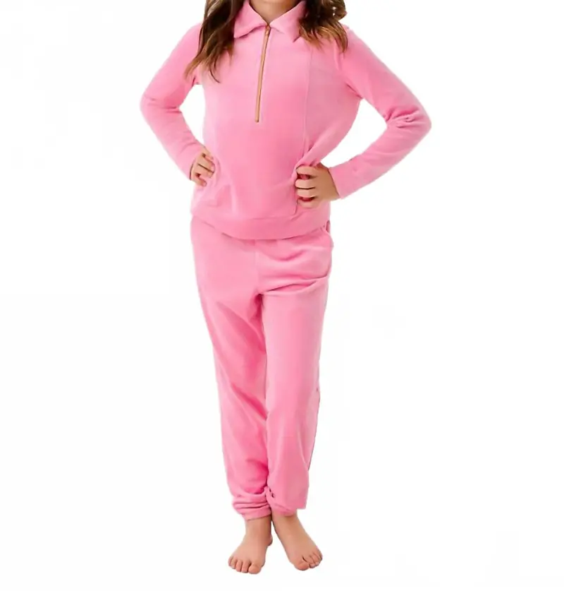 Mini Eleni Velour Pullover In Confetti Pink 1