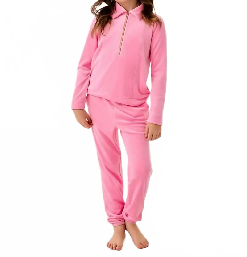Mini Mallie Velour Pant In Confetti Pink 1