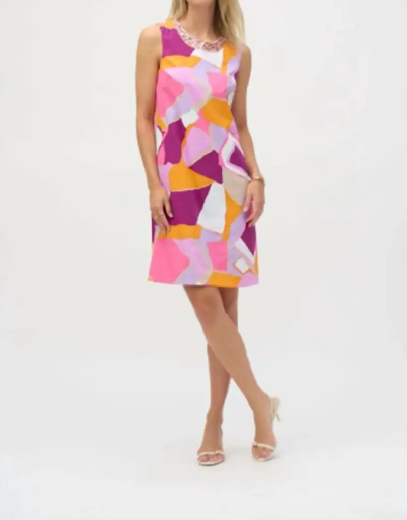 Mini Shift Dress In Pink Orange Purple 1