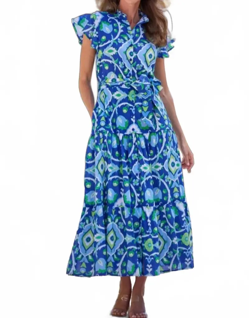 Mirabella Midi Dress In Garden Cobalt 1