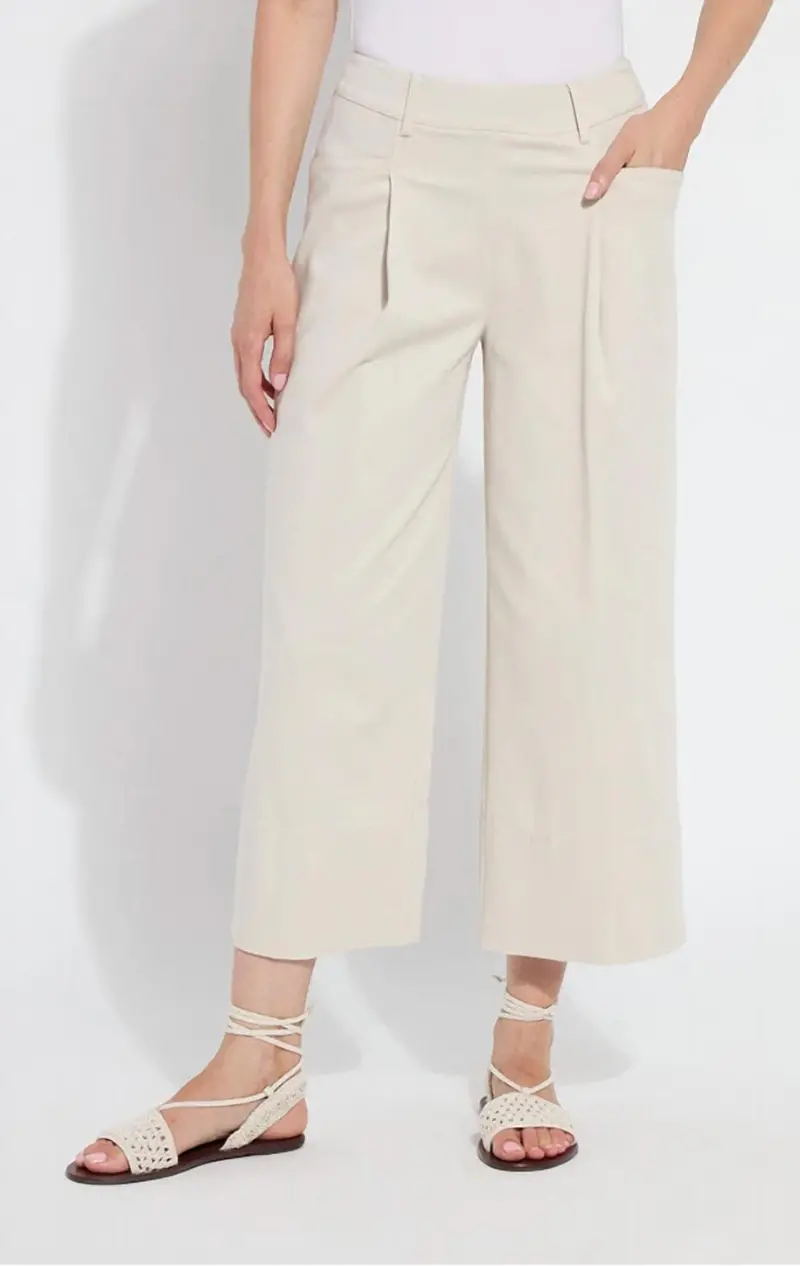 Mirabelle Pleated Wide Palazzo Pants In Oat 1