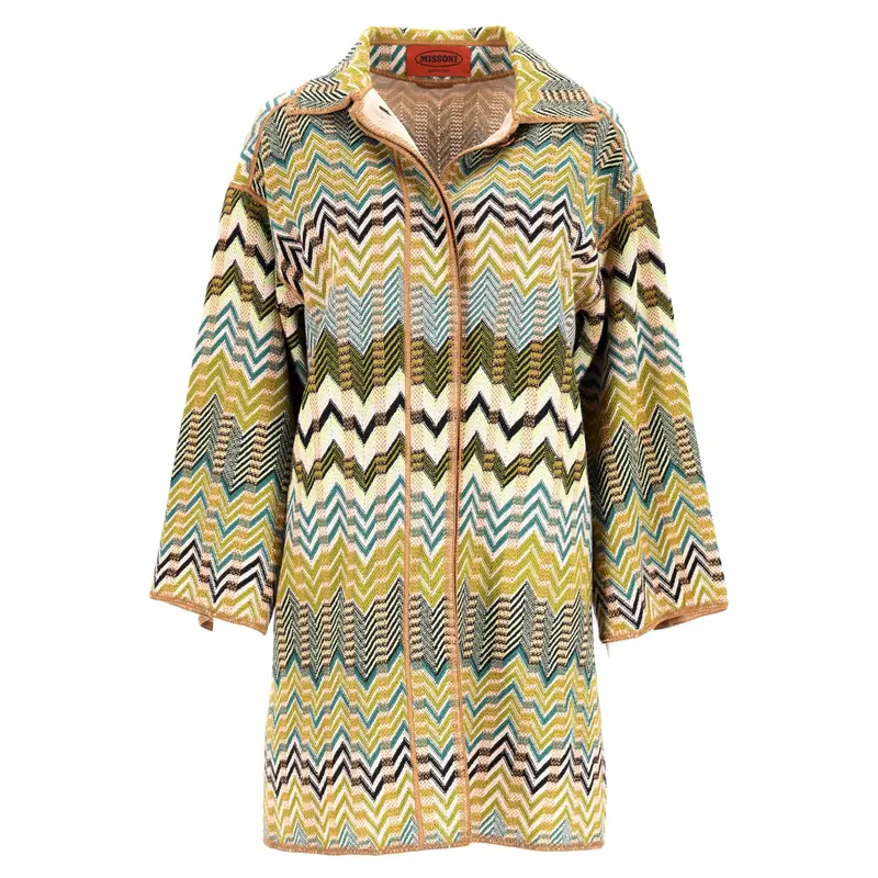 Missoni Chevron Secured Button Coat In Multicolor Wool 1