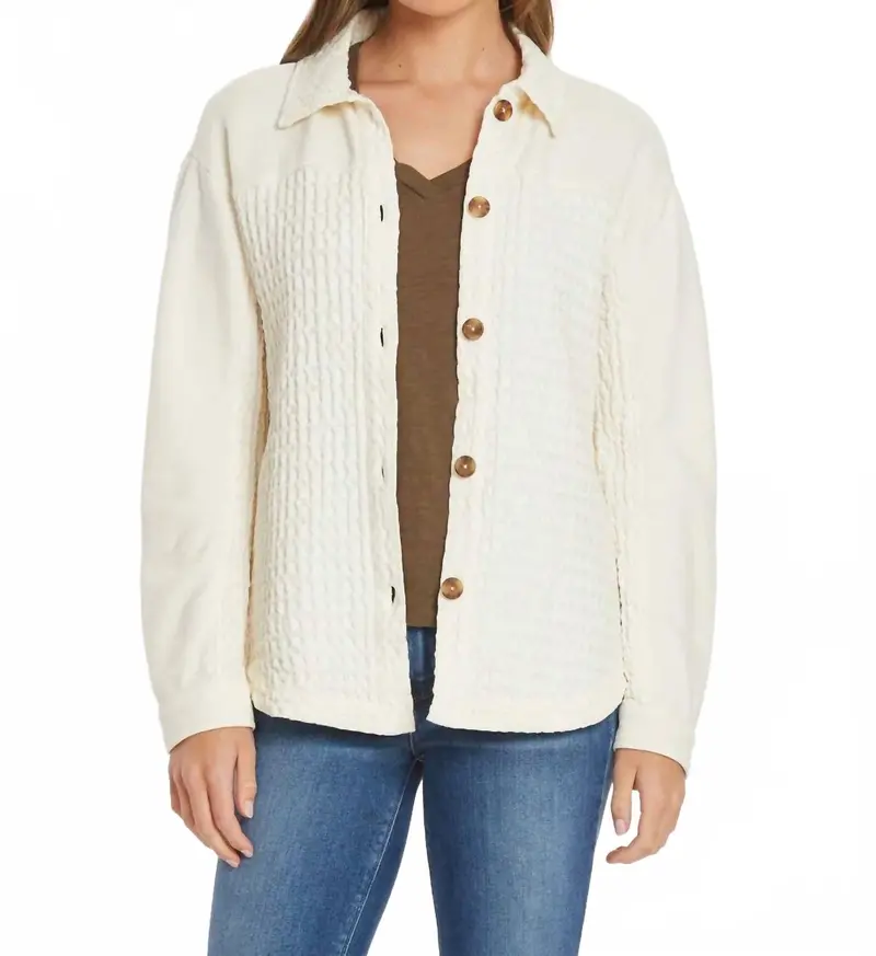 Mixed Texture Oversized Shacket In Milk Frost 1