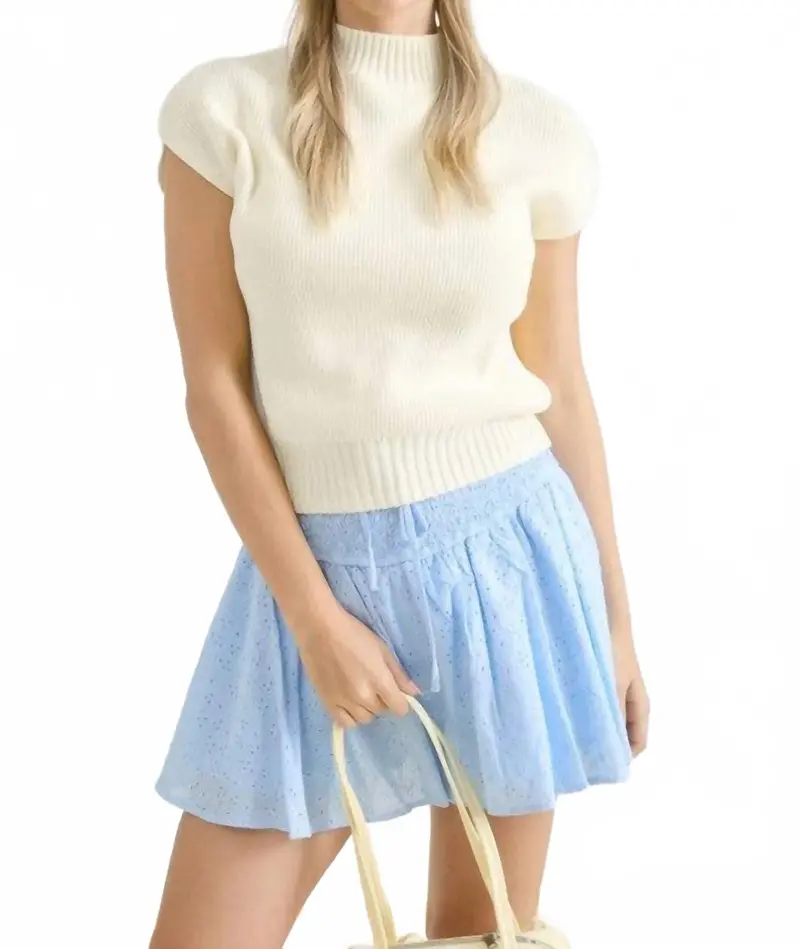 Mock Neck Knit Pullover In White 1