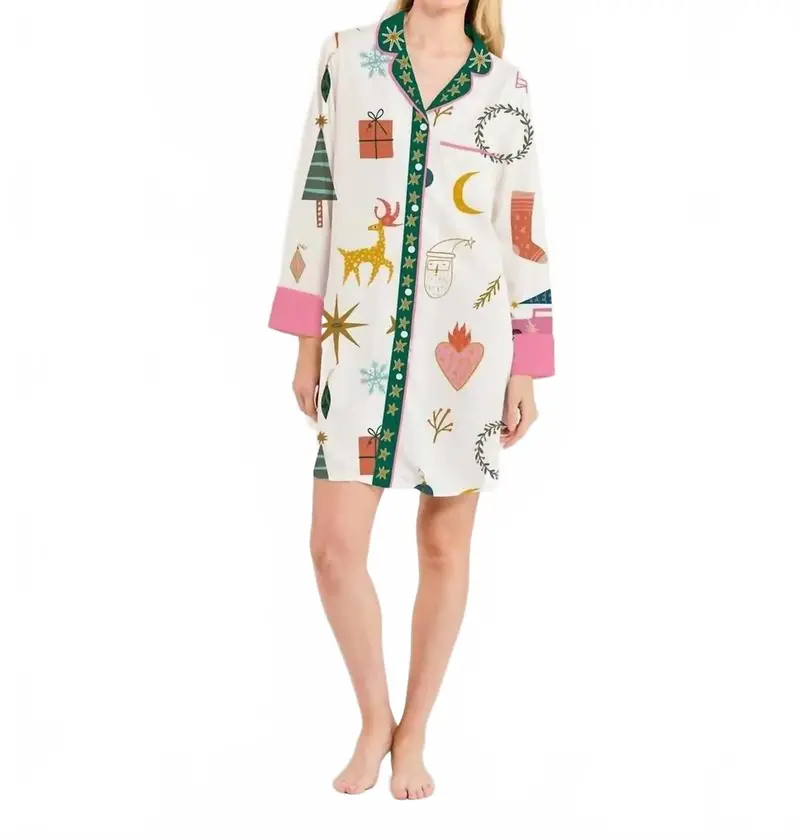 Mod Holiday Sleep Shirt In White/Multi 1