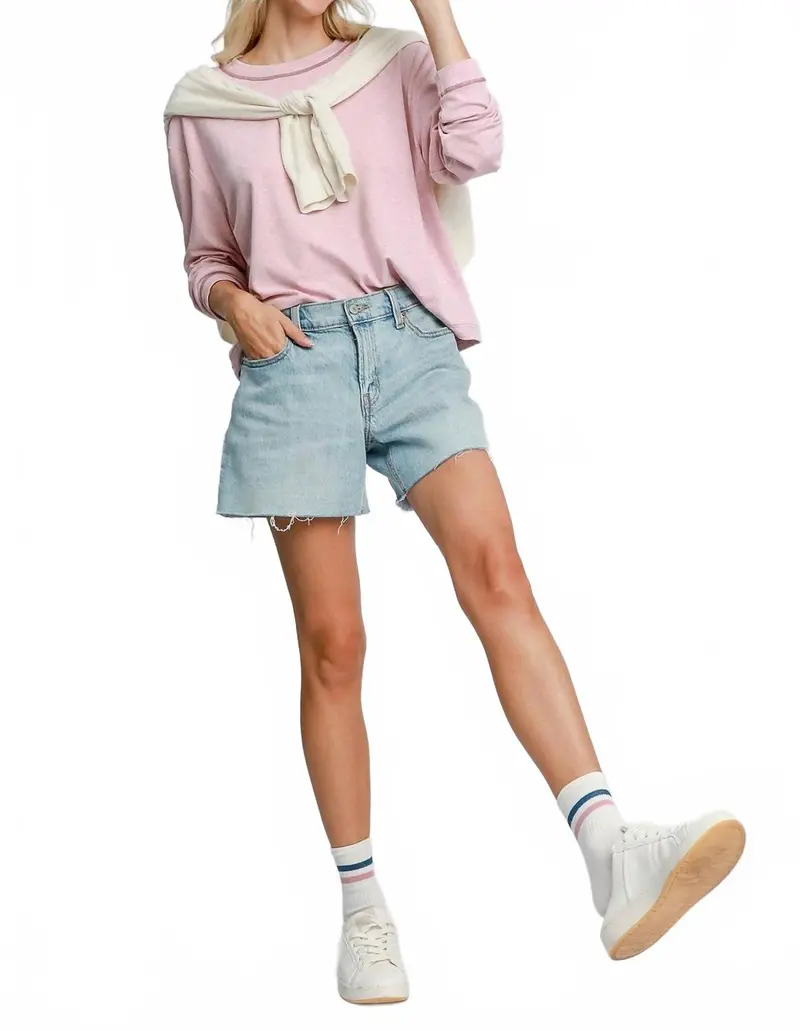 Modal Round Neck Basic Top In Powder Pink 1