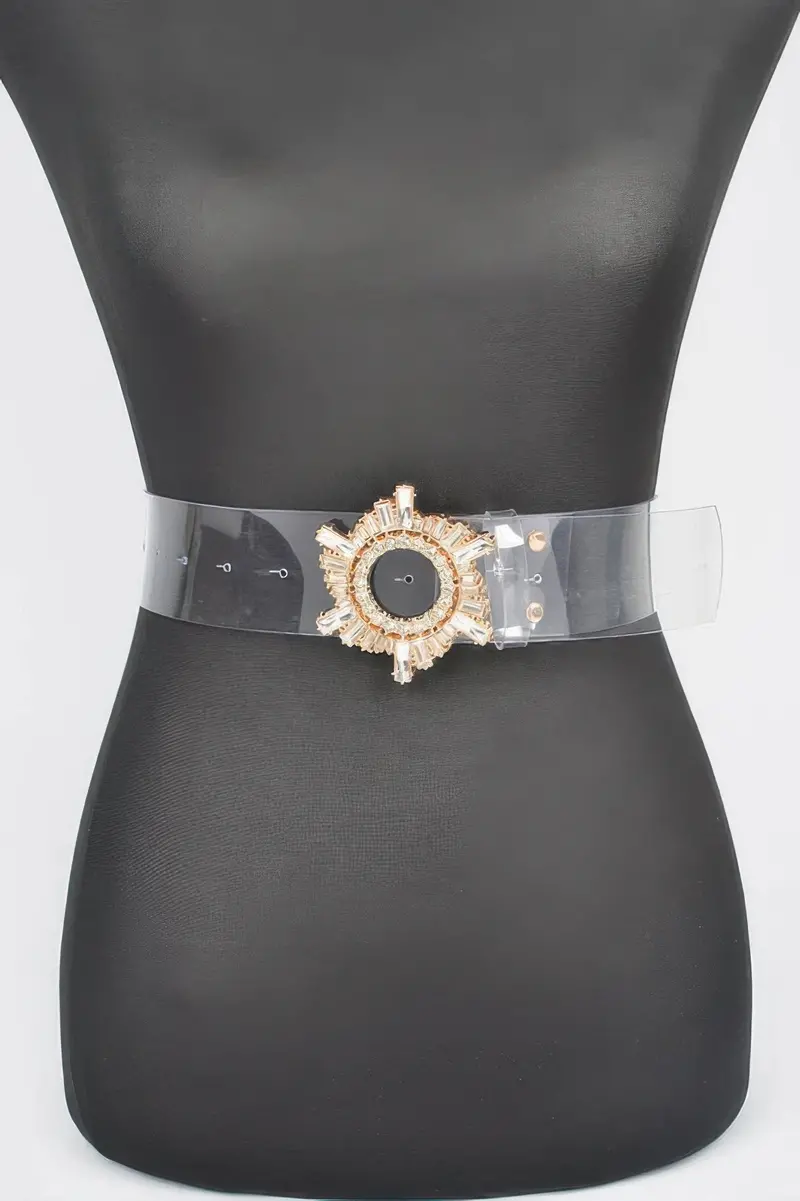 Modern Clear Belt With Crystal Stone Buckle Design 1
