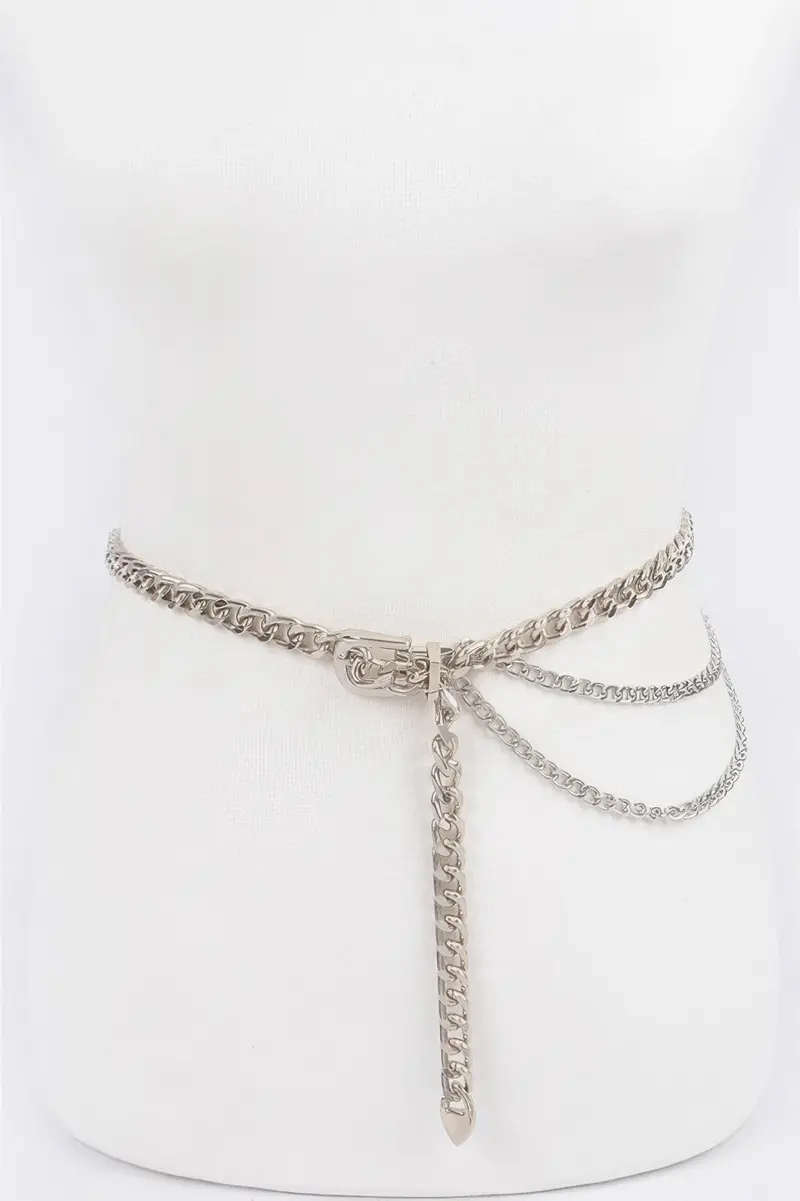 Modern Metallic Chain Buckle Belt 1