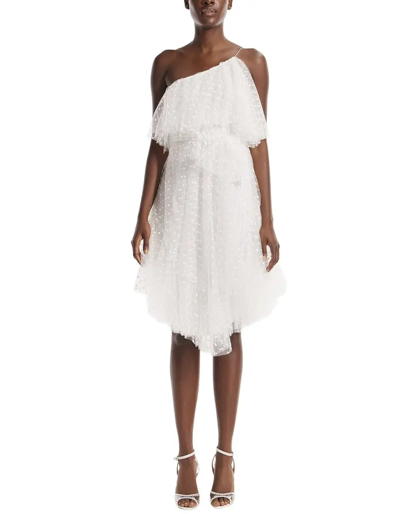 Monique Lhuillier One-Shoulder Spaghetti Strap Cocktail Dress 1