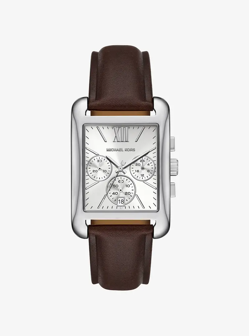 Monroe Silver-Tone And Leather Watch 1