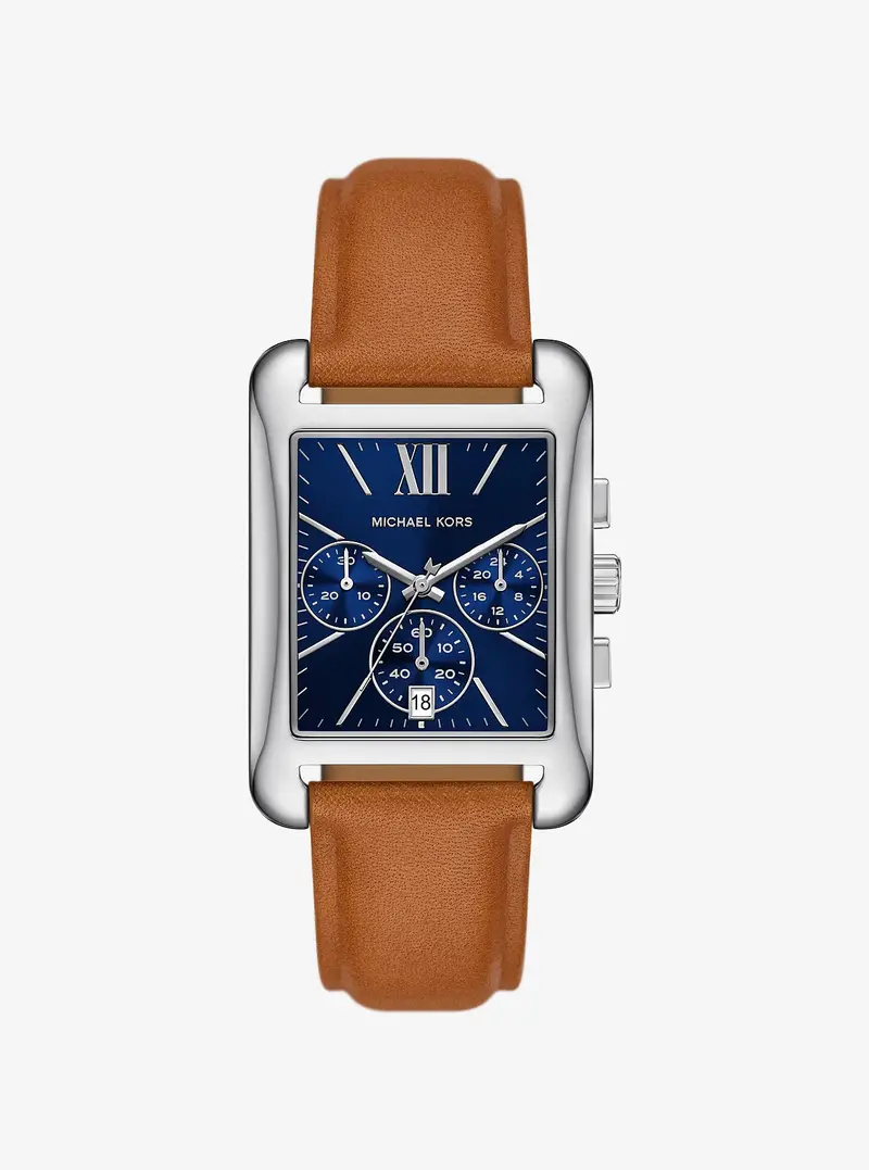 Monroe Silver-Tone And Leather Watch 1